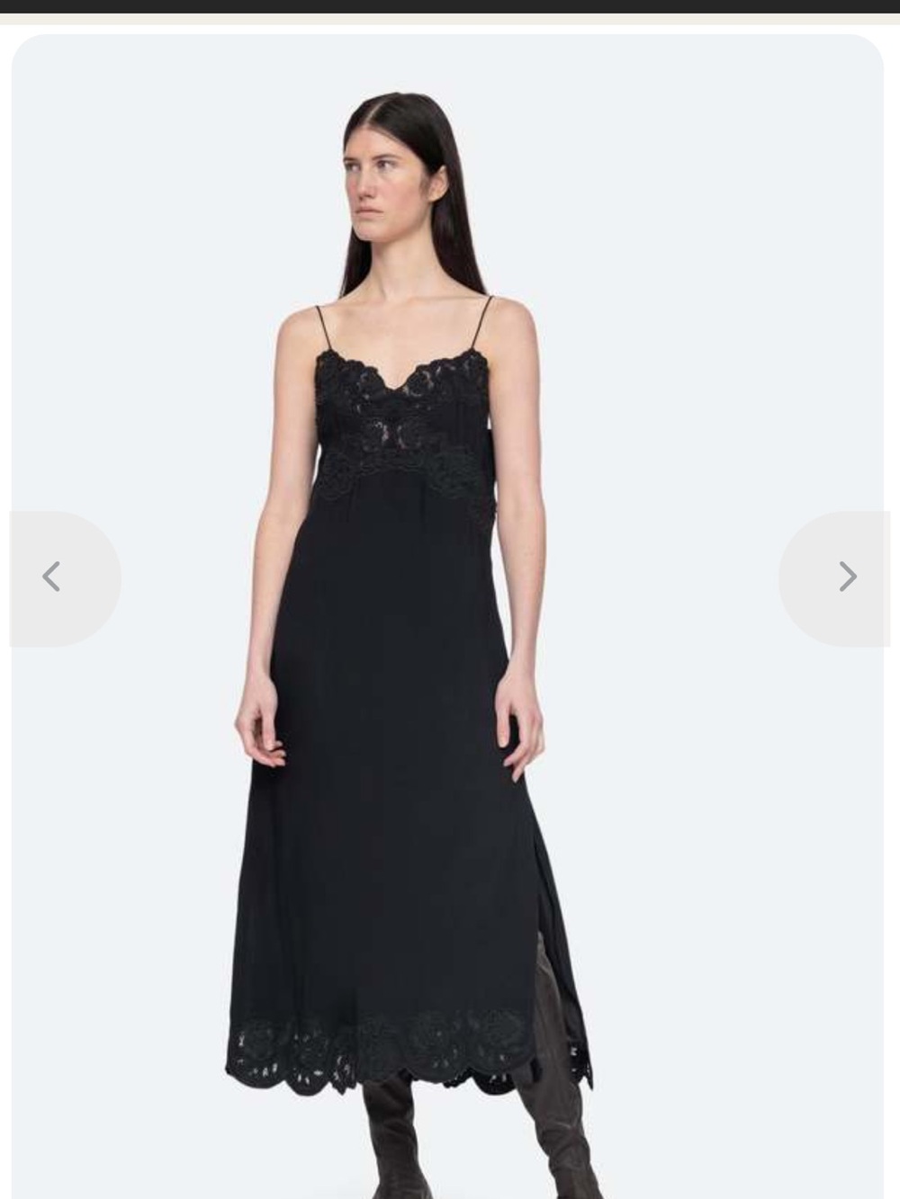 Sea NY- Baylin Black Lace Trim Slip Dress